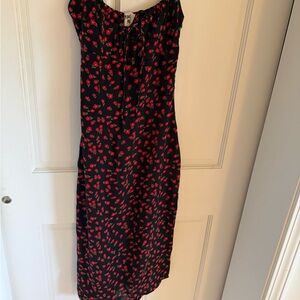 Princess Polly Black and Red Floral Midi Dress